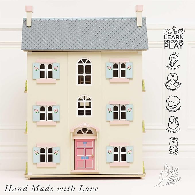 Le Toy Van - Gorgeous Cherry Tree Hall Large 4 Storey Wooden Doll House Play Set For Girls or Boys | Great As A Gift | Suitable for Ages 3+
