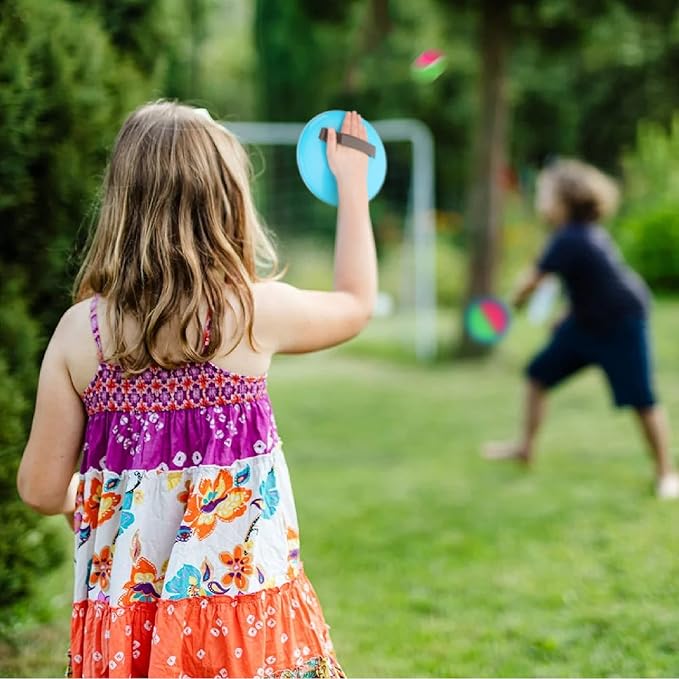 EVERICH Upgraded Toss and Catch Ball Game Set - Indoor and Outdoor Games for Kids 3-12, Beach Sand Pool Water Toy Includes 2 Paddles 2 Sticky Balls, Great Birthday Easter Gifts for Boys Girls