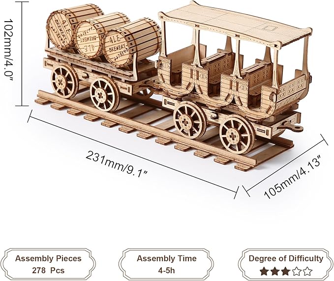 3D Wooden Puzzle for Adults, Mechanical Wine Truck Model, DIY Vehicle Model Building Kit Handicraft Wood Craft Hobbies Toy, Birthday for Hobbyist 14+ Family Women Men, 278 Pcs