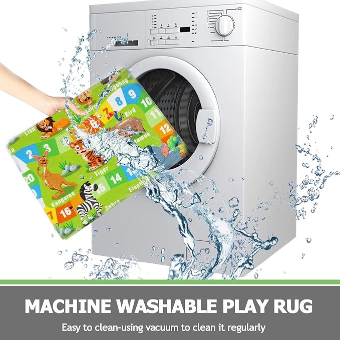 Capslpad Kids Rug 6.6' x 5' Large Play Rug ABC Alphabet Rug Animals Numbers Educational Learning Area Rug Non-Slip Washable Kids Carpet for Children Toddler Playroom Bedroom Nursery Room Classroom