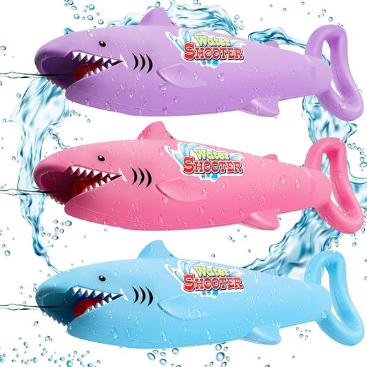 Jexine 3 Pcs Water Guns for Kids Shark Water Toy Guns 30 ft Range Pool Squirt Toy Water Guns for Boys Girls Summer Swimming Beach Outdoor Games Pool Party Favors