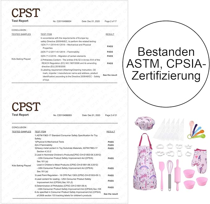 Anpro Complete Kids Cooking and Baking Set - 27 Pcs Includes Aprons for Girls, Chef Hat, Mitt & Utensil to Dress Up Chef Costume Career Role Play for 8-12 Years Girls