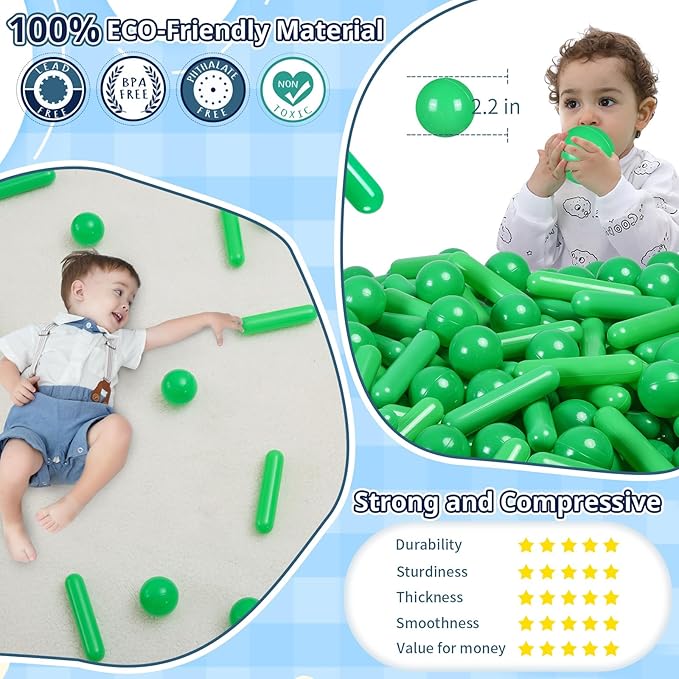 STARBOLO Ball Pit Balls for Kids- 120pcs Crush Proof Plastic Toy Balls for Toddler Ball Pit, Ball Pit Play Tent, Baby Pool Water Toys, Party Decoration, 5.12inches and 2.2 inches