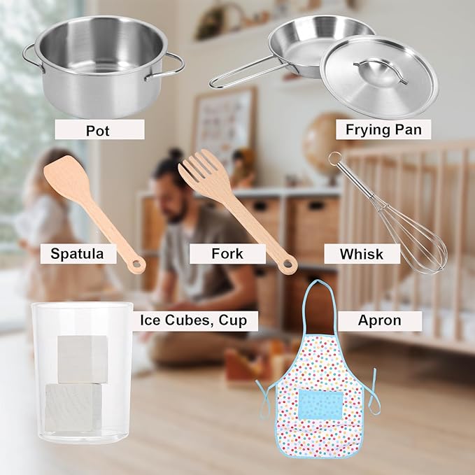 Wooden Kitchen Playset for Kids, Realistic Lights & Sounds Toddler Play Kitchen Set Include Complete Toy Cooking Equipped & Cookware Accessories for Chef Pretend Game Birthday Best Gift