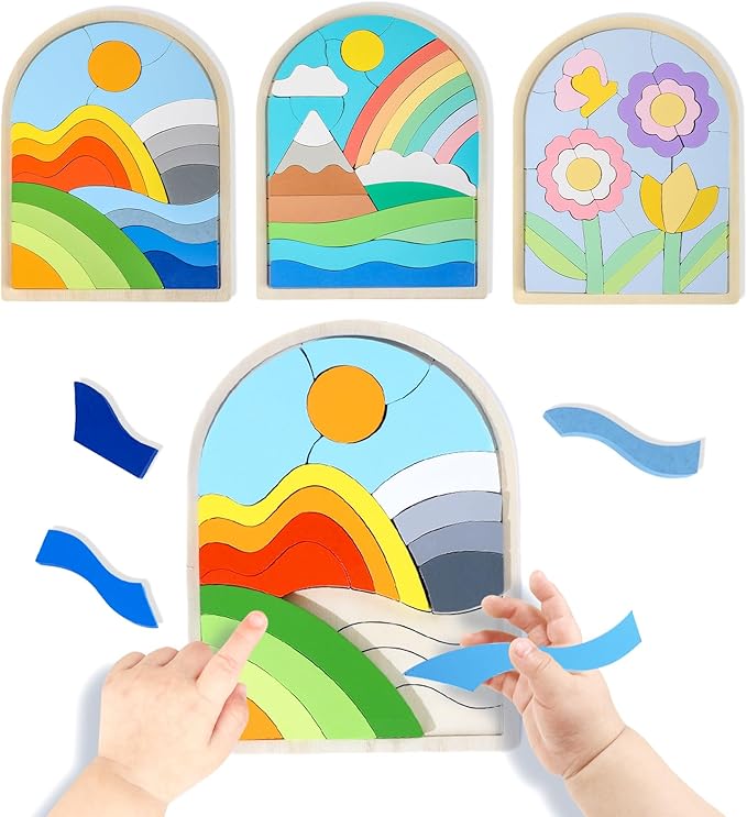 Jigsaw for Baby Boys, Wooden Puzzles for Toddlers 3-5, Boys Girls Birthday Gift for Kids Ages 4-6, Toddler Puzzles Montessori Toys for 3 Year Old, Great Gifts for 3+ Year Olds (3 Pack)