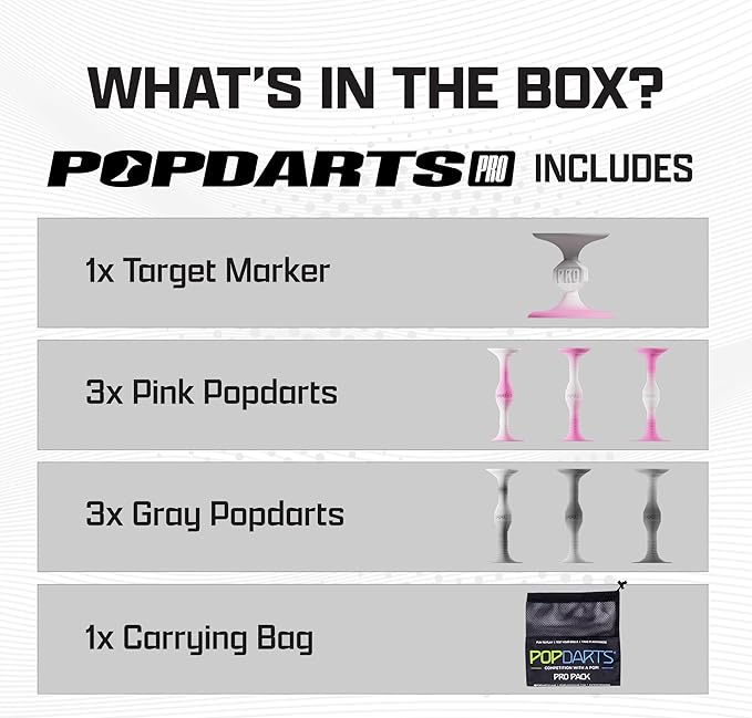 POPDARTS PRO Pack Game Set (Pink & Gray) - Indoor, Outdoor Suction Cup Throwing Game - Competition with a POP