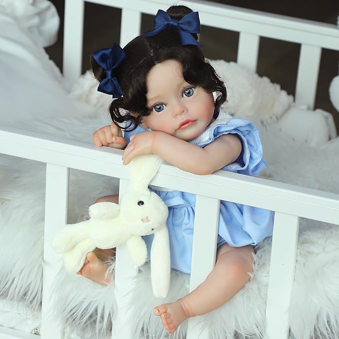 SCOM Reborn Baby Dolls Girl, 18Inch Newborn Baby Doll with Soft Weighted Cloth Body, Lifelike Reborn Toddler With Realistic Veins, Advanced Painted Baby Doll Accessories Gift Set for Kids Girls Age 3+