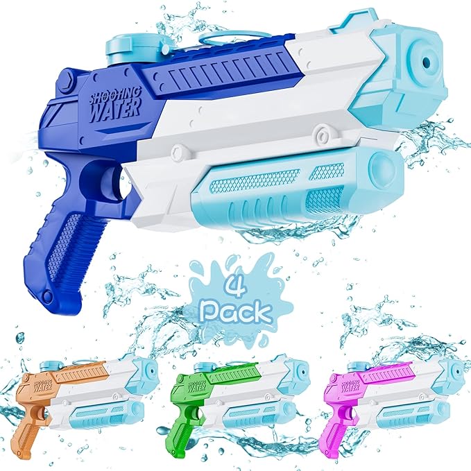 Water Guns for Kids Adults, 4 Pack 400CC/40ft Long Range High Capacity Squirt Guns Toy, Pool Toys Water Toys for Swimming Pool Beach Sand Outdoor, Summer Gifts for Boys Girls