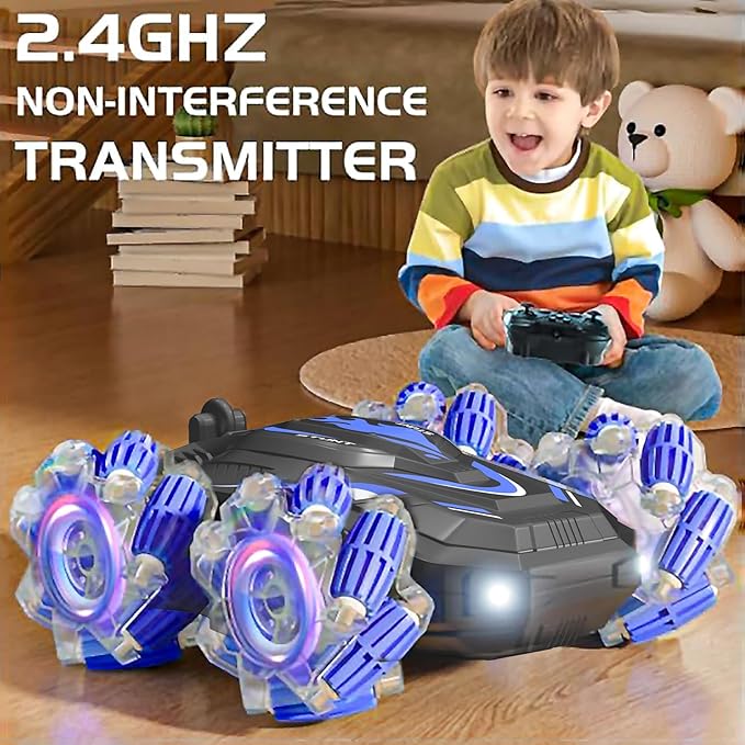New Gesture Sensing RC Stunt Car with Lights Music, Hand Gesture Remote Control Car 360° Spins Double Side Twisted Glove Controlled RC Car Birthday Gifts Toys for 6 7 8 9 10 11 12 year old boys