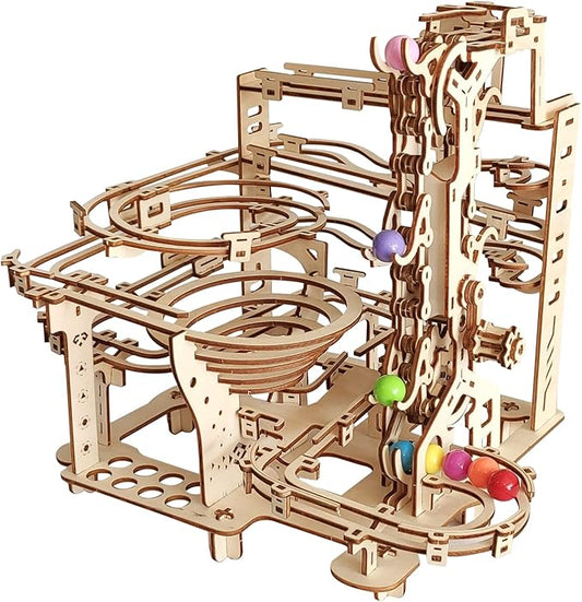 Wooden Marble Run 3D Puzzle - Wood Crafts Mechanical Marble Run Assembly Building Model Kits - Wooden Puzzle DIY Brain Teaser Puzzles - Christmas Birthday Gifts for Adults & Teens Boys Girls