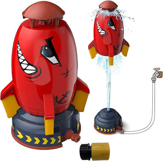 Rocket Sprinklers Kids Toys Water Splash Rocket Outdoor Water Play for Kids Rocket Sprinklers Toy Water Blaster Rockets Summer Garden Lawns Water Toys Spray for Kids 3 Years and Up (Red)