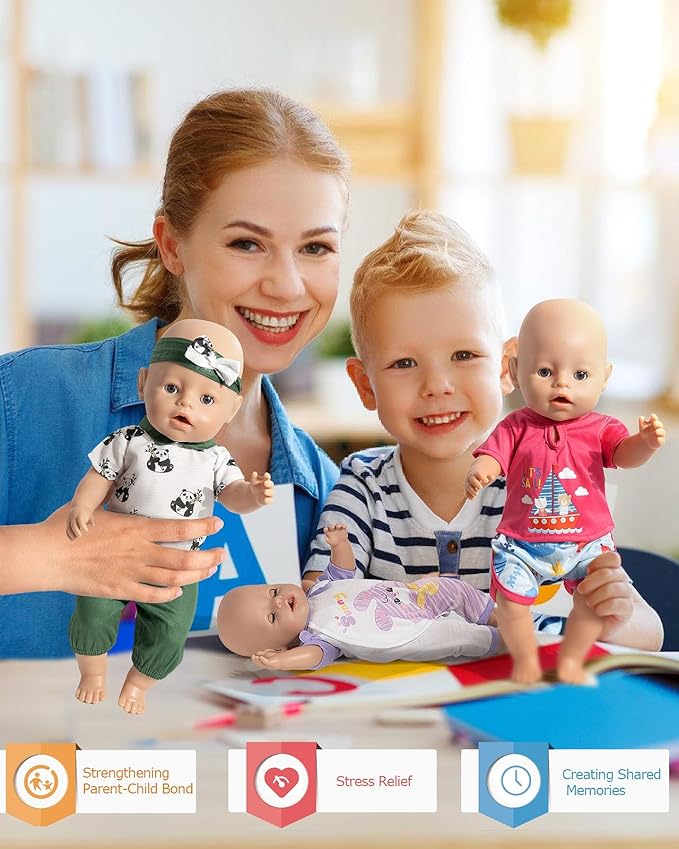 ARTST Baby Doll Clothes,8 Set 14-16 inch Baby Doll Accessories Outfit with Headbands for 43cm New Born,15 inch Bitty,18 inch Girls Boys