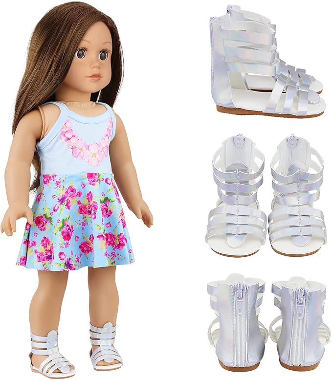Ecore Fun 18 Inch Girl Doll Accessories Includes Random Style 9 Pairs of Shoes Fit for 18 Inch Girl Doll Shoes Including Snow Boots, Leather Shoes, Sandals, Slipper