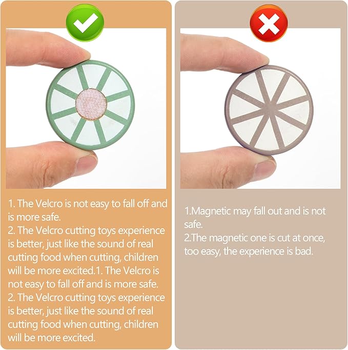 WHOHOLL Play Food Set for Play Kitchen Accessories, Wooden Toys Food Pretend Cutting Food with Apron, Montessori Toys for 3+ Years Old Girls Boys Eye-Protection Learning Resources