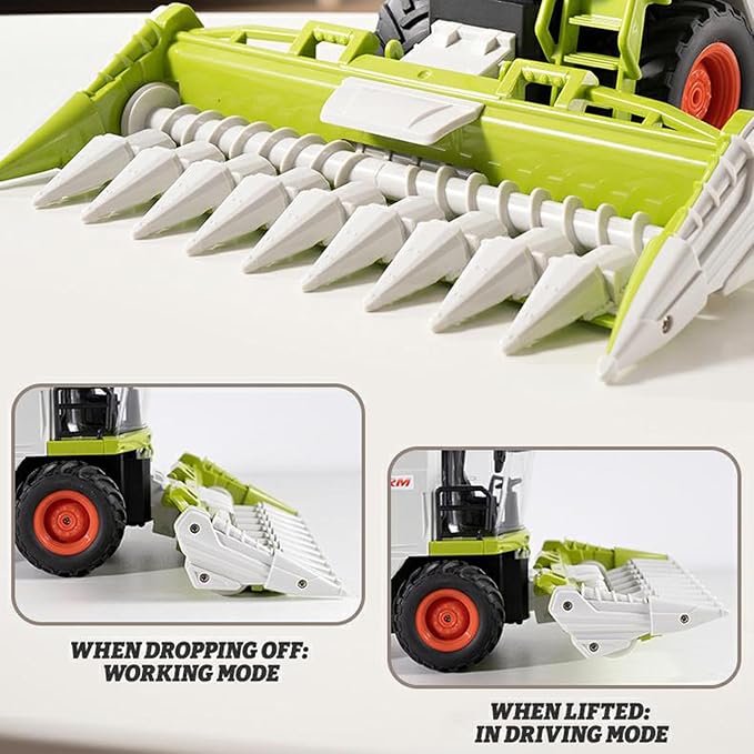 Remote Control Harvester Toy, 1:24 Scale Farm Tractor Toy with LED Lights, Sounds Effects & Spray, 2.4GHz Simulation RC Tractor Truck Birthday Gift for Boys Girls 3-8