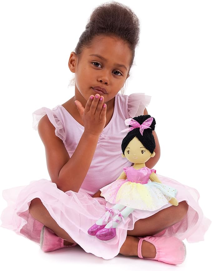 June Garden 16" Ballerina Princess Stella - Stuffed Plush Soft Doll - Pink Outfit - Gift for Toddlers and Little Girls