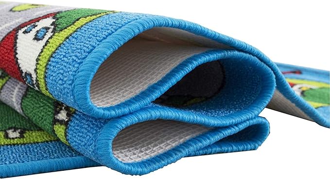 Mybecca Street map Sky Blue Light Kids Rug Play Mat for Floor 5'x7' (Approx:4'11" X 6' 10") Non-Slip Gel Backing (59" x 82") Children Area Rug