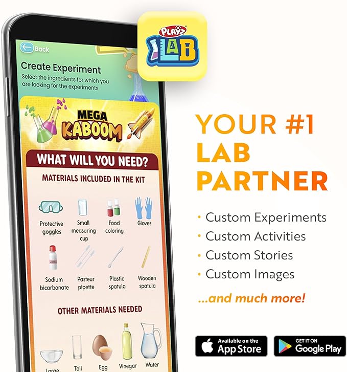 Playz Mega Kaboom! 150+ Explosive Science Experiments Kit for Kids Age 8-12 with 75 App & Video Guided Experiments - Chemistry Set STEM & Educational Toys & Gifts for Boys, Girls, Teenagers & Kids