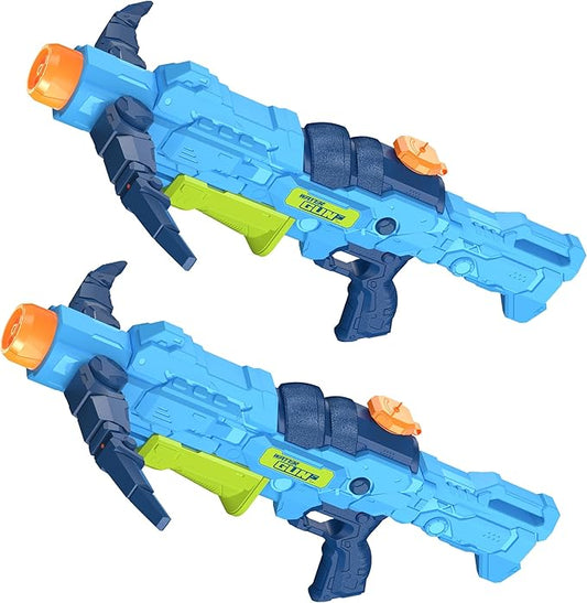 2 PCS Water Gun for Kids, Super Squirt Guns Water Soaker Blaster - 2 Nozzle, 4 Shooting Modes Switch - Crossbow Design - 26 Ft Long Shooting Range - Summer Toys Gun for Boys Girls Adults Outdoor Pool