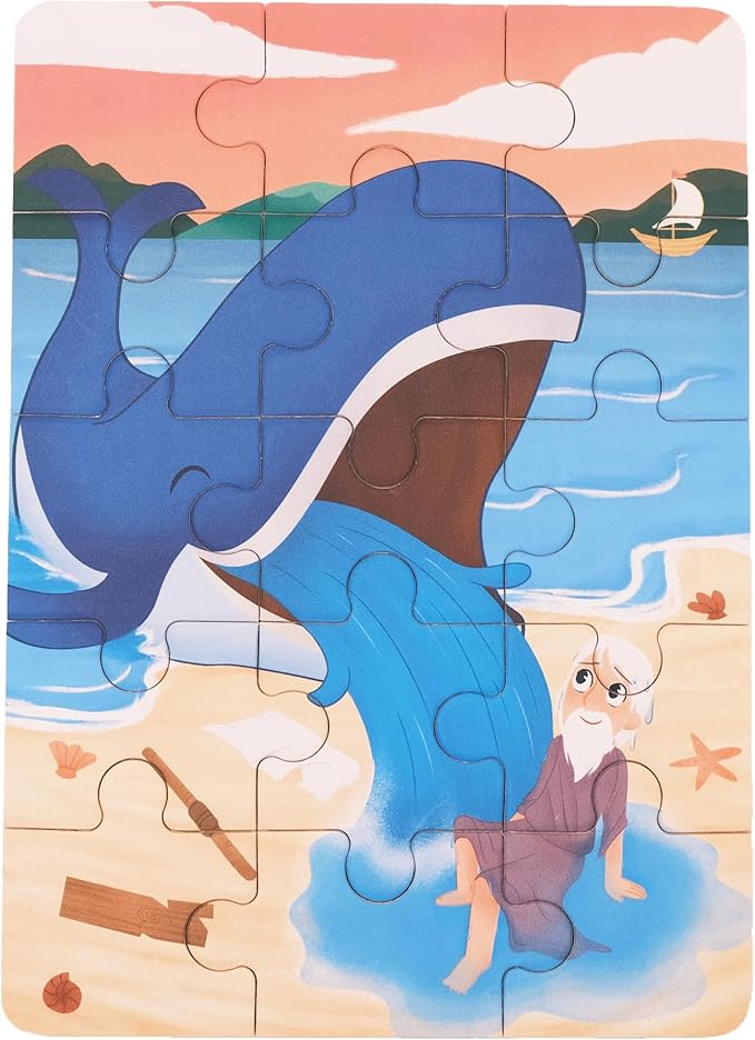 4-in-1 Wooden Jigsaw Puzzles in Box (15 pcs Each) | Religious Gifts for Kids | Christian Gifts for Kids | Noah's Ark | Toddler Puzzles (Old Testament)