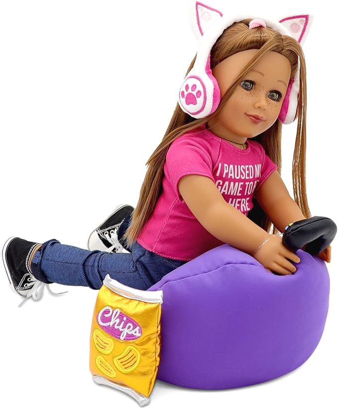 Playtime by Eimmie 18 Inch Doll Clothes and Accessories - Gamer Girl Outfit with Shoes, Clothing Sets & Stuff - Fits American, Generation & Other 18" Dolls for Girls