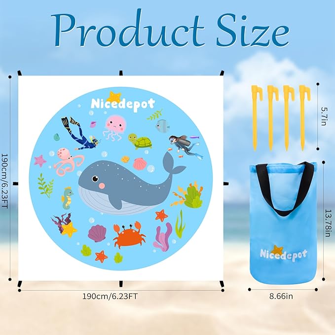 Waterproof Beach Baby Pool Kiddie Pool for Toddlers Beach Blanket Paddling Pool-Beach Toys for Infant Kids Boys and Girls