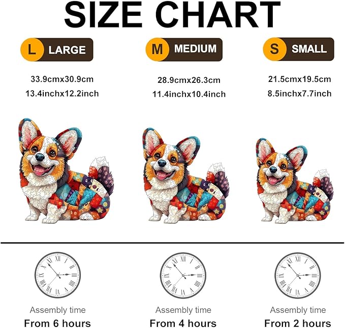 Wooden Puzzles for Adults, Wooden Jigsaw Puzzles for Adults Kids, Wood Puzzles Adult-Patchwork Corgi Unique Shaped Corgi Puzzle, Creative Birthday Gifts for Friends Family Game (11.4 * 10.4in 195pcs)