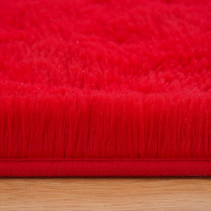 Amearea Premium Soft Area Rug 4x5.3 Feet, Modern Fluffy Rugs for Living Room, Shag Carpet for Bedroom Nursery Playroom Teen Home Decor, Comfortable Indoor Furry Dorm Carpets, Red