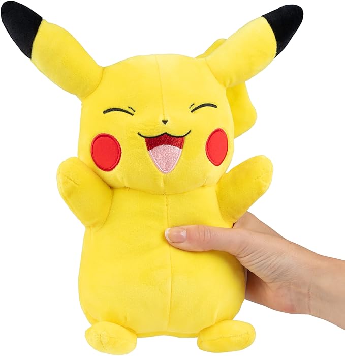 Pokémon 12" Large Happy Pikachu Plush - Officially Licensed - Generation One Figure - Authentic Soft Stuffed Animal Toy - Gift for Kids, Boys, Girls - 2+