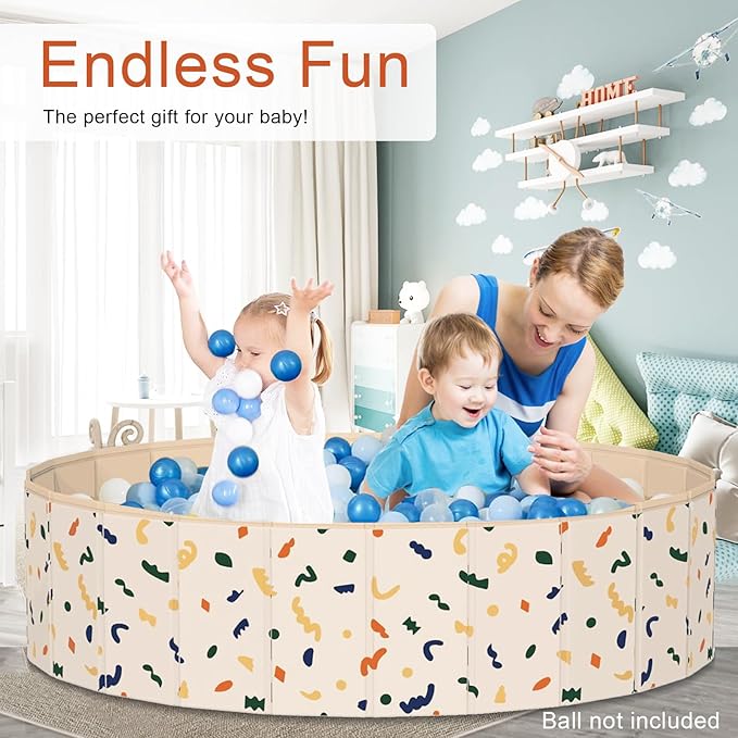 Ball Pits for Toddlers, 47" x 12" Foldable Kiddie Pool Dog Ball Pits Collapsible Baby Pool Dog Swimming Pool Portable Sandbox Kid Pool Indoor and Outdoor Game Without Balls