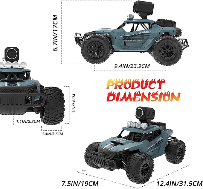DEERC RC Cars DE36W Remote Control Car with 1080P HD FPV Camera, 1/16 Off-Road High Speed Monster Trucks for Kids Adults 60 Min Play