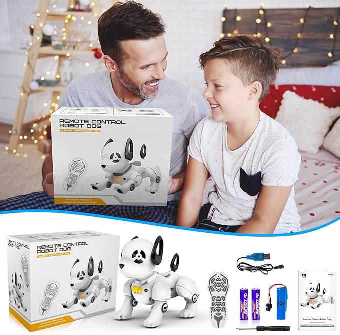 Remote Control Robot Dog Toy, RC Dog Programmable Smart Interactive Robotic Pets, RC Stunt Robot Toys Deg Imitates Animals Music Dancing Handstand Push-up Follow Functions for Boys Girls Toy