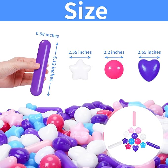 STARBOLO Ball Pit Balls Assorted Shapes for Toddlers - Macaron 200 Ball Pit Balls Crush Proof Plastic Toy Balls for Toddlers Ball Pits, Ball Pit Play Tent, Baby Pool Water Toys(Mixed 5 Colors)