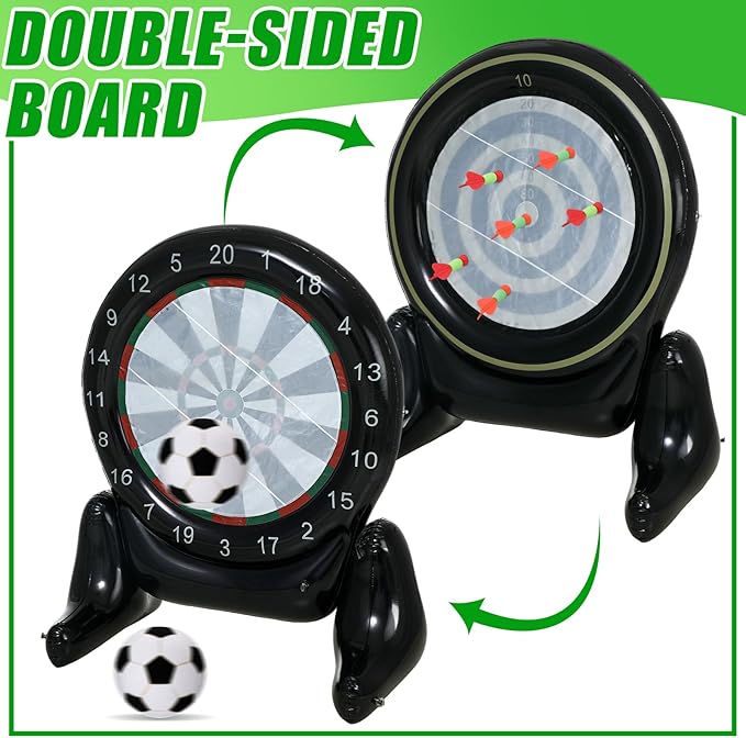 59'' Inflatable Giant Kick Darts Game Set Jumbo Soccer Darts Inflatable Dart Board Outdoor Soccer Target Dartboard with Balls for Adults Kids Lawn Backyard