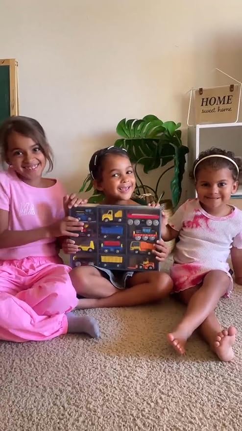 Giant bean 12Pcs Vehicles Battery Operated Train Car Set, Magnetic Mini Construction Set for Wooden Train Track, Bulk Car Toys for Toddlers Boys Girls Kids 3 4 5, Fits for Most Brands