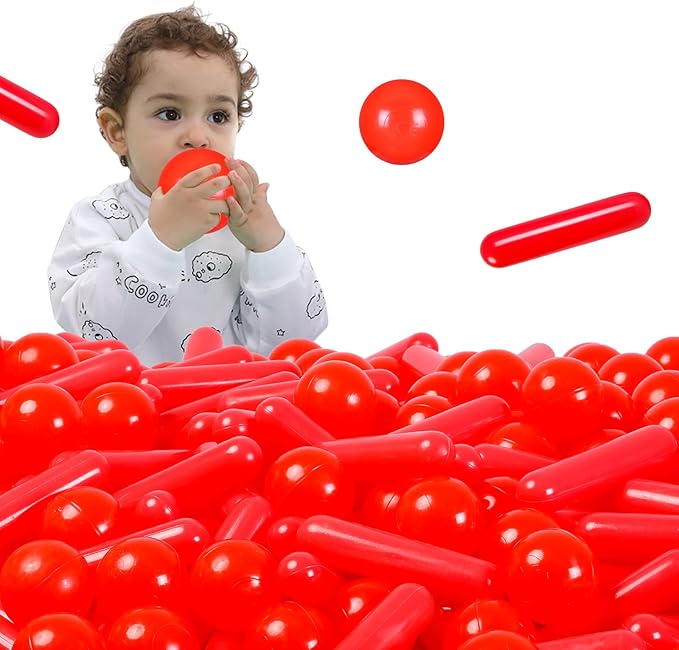 STARBOLO Ball Pit Balls for Kids- 120pcs Crush Proof Plastic Toy Balls for Toddler Ball Pit, Ball Pit Play Tent, Baby Pool Water Toys, Party Decoration, Photo Props (Red)