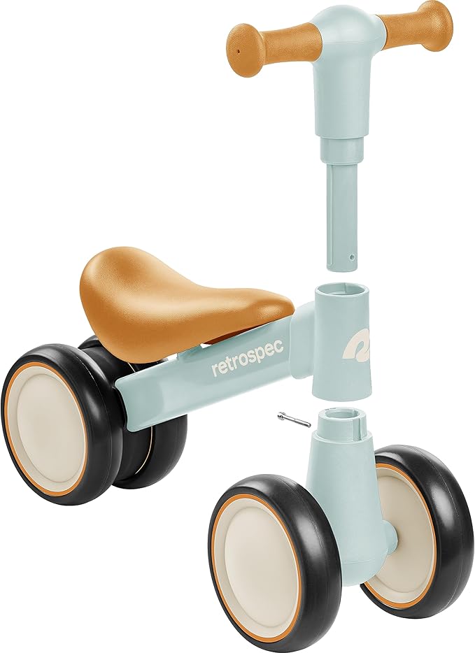 Retrospec Cricket 2 Baby Walker Balance Bike with 4 Wheels for Ages 12-24 Months - First Birthday Gift Toddler Bicycle Toy for 1 Year Old’s - Ride On Toys for Boys & Girls