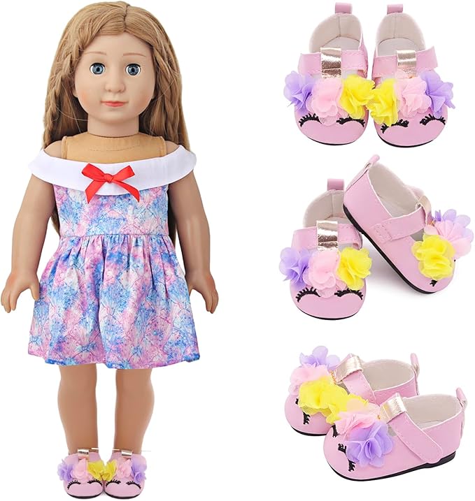 20 Pcs 18 inch Doll Accessories , 5 Pairs of Doll Shoes, 4 Pairs of Doll Socks, 1Pc Doll Sunglasses,1Pc Doll Necklace, Good Gift Holiday Best Gift Present for Girls, Kid