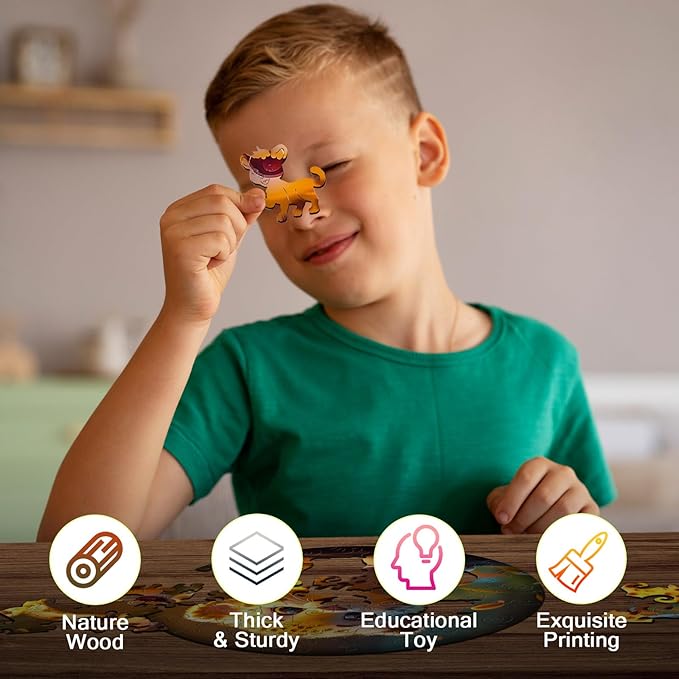 Easter Gifts for Kids Girls Boys, Easter Basket Stuffers, Wooden Jigsaw Puzzles for Kids Ages 4-6, 50 Piece Unique Shape Animal Theme Puzzle - Preschool Learning Educational Toys for Kid 3+ (Leopard)