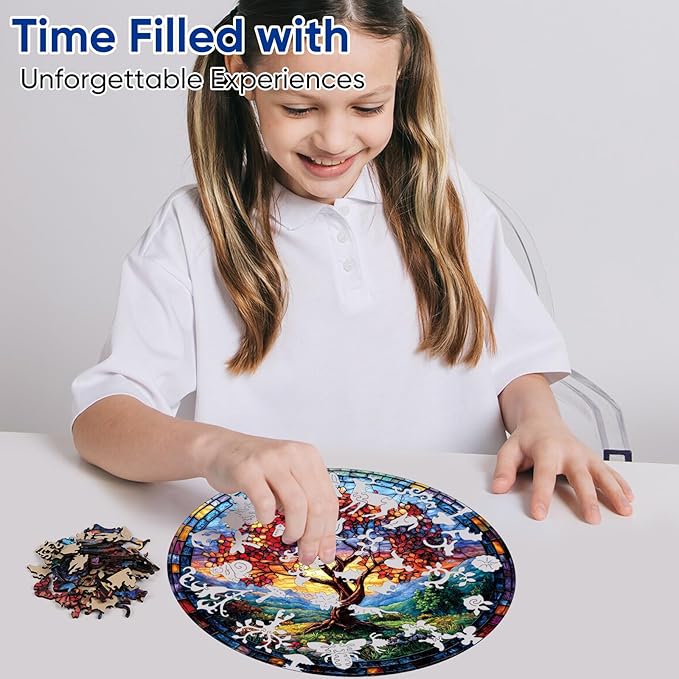 Wooden Puzzles for Adults, Tree of Life Redwood Tree Jigsaw Puzzles 200pcs,11.2x112in, Medium, Unique Shape Adult Puzzles,Irregular Wood Creative for Adults and Kids Family Game