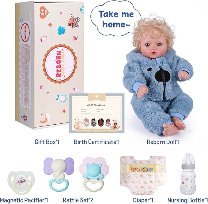 BABESIDE Lifelike Reborn Baby Dolls Tessa - 17 Inch Realistic-Newborn Baby Doll Soft Body Real Life Baby Dolls Vinyl Poseable Baby Boy with Feeding Kit Gift Box for Kids 3+