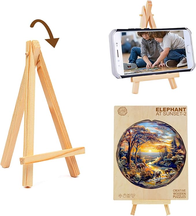 Wooden Puzzles for Adults, Wooden Jigsaw Puzzles for Adults Kids, Elephant at Sunset-2 Unique Shaped Wood Puzzles Adult, Creative Birthday Gifts for Friends Family Game (11.4 * 11.3in 200pcs)