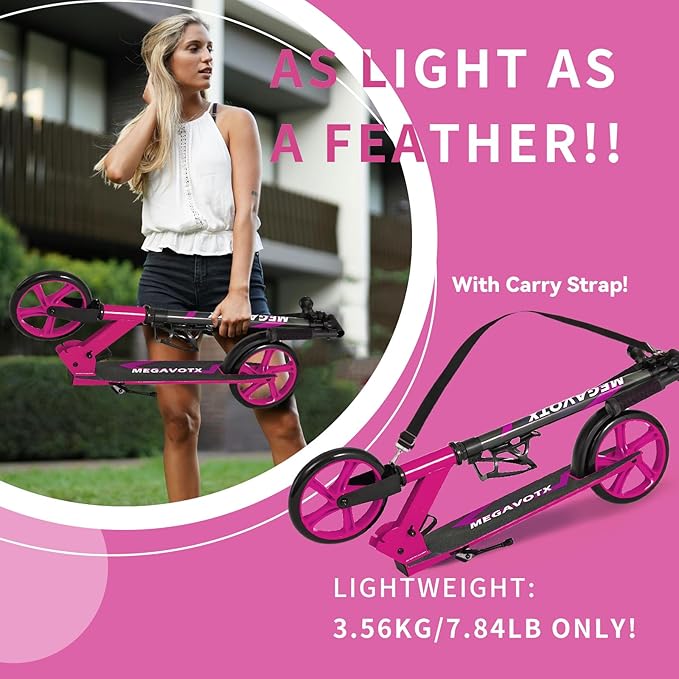 Kids & Adults Kick Scooter – 2 or 3 Wheel Options (LED on 3-Wheel) for Outdoor Fun & Commuting, Foldable and Portable, Adjustable Handle, Anti-Slip Deck (Ages 3 to Adult),Birthday Gift