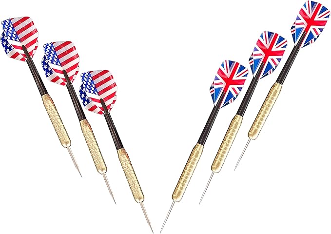 Hathaway Farmington 18-in Bristle Dart Board and Cabinet Set – Includes Self Healing Sisal Board, Rotatable Number Ring, Chalk Scoreboards & Steel-Tip Darts - Complete Dart Accessories - Walnut