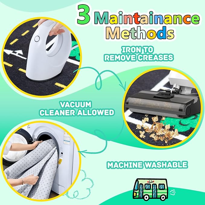 Kids Rug, Road Rug for Kids with Combined City Road Traffic System, Car & Airport Rugs, 3x5 Ft Children’s Play Rugs for Playroom, Children’s City Traffic Map Fun Car Carpet, Non-Slip