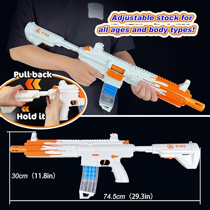 AR 15 Electric Foam Blaster with Scope, 40 Darts, 2 Magazines, 20 Shells | Automatic Ejecting Toy Gun for Boys, Teens & Adults | Outdoor & Indoor Battle Game Gift (Birthday, Christmas, Party)