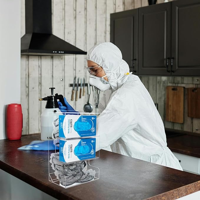 SEANADO Safety Glasses Dispenser Glove Box -2 in 1 Dustproof Acrylic Bin Holder for Protective Eyewear Goggles Used in Industrial, Factory and Lab Settings, Wall Mount or Countertop