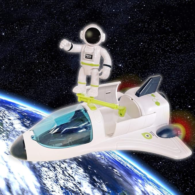 COOLDUCK Space Shuttle Toy with Lights & Sound & Astronaut Figure, Space Adventure Toy Rocket for Boys 3+