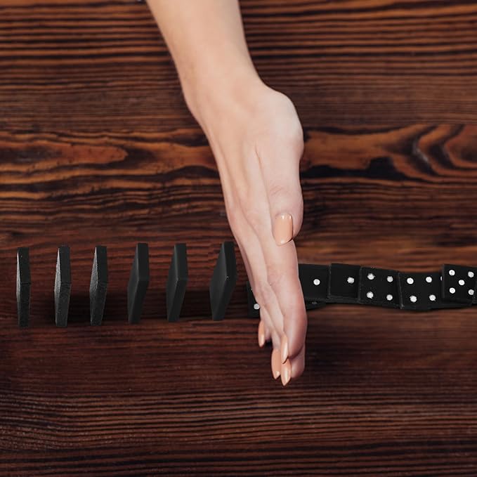 Hungdao 80 Pack Mini Dominoes Set Bulk Double 6 Dominoes Wooden Miniature Classic Board Games Party Favor Travel Box Educational Toys for Adults with Brown Wood Case