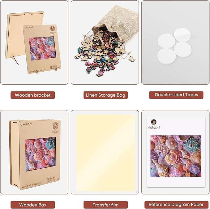 Wooden Puzzles for Adults, Sea Shell Wooden 500 Piece Puzzles for Adults,Unique Shaped Jigsaw Puzzles, Fun Challenge Brain Health Family Game Creative Gift for Friends 18.1 x 15.1in